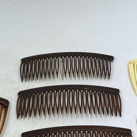 Goody Vintage Hair Combs Set Of 22 Brown White Clear Tortoise 80s Grandma - Picture 6 of 11